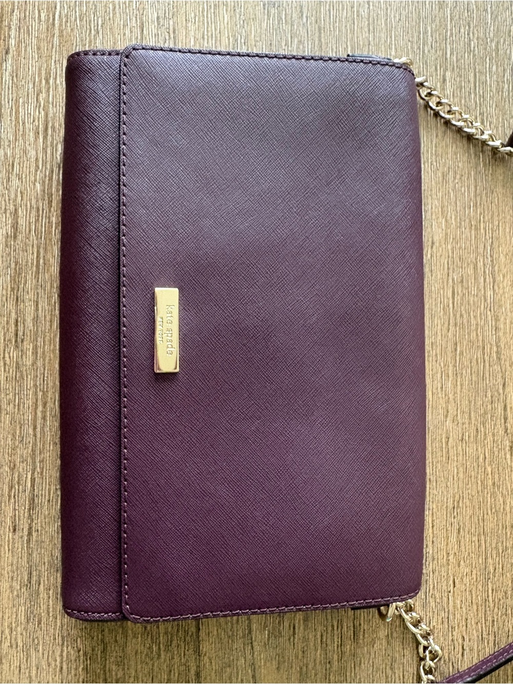 Kate Spade Tilden Place Alek Crossbody Bag Plum Purple Saffiano Leather